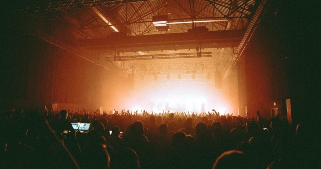 Crowd at SWG3 Glasgow, the venue heated and cooled by the BODYHEAT thermal energy storage system