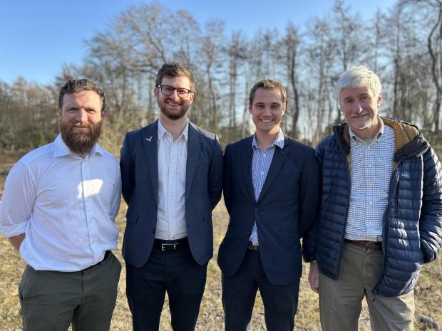 (Left to right) NHS Grampian's energy manager, Michael Black, David Townsend, Michael van Mourik and Phil Townsend from TownRock Energy. (Image: NHS Grampian /PA Wire)