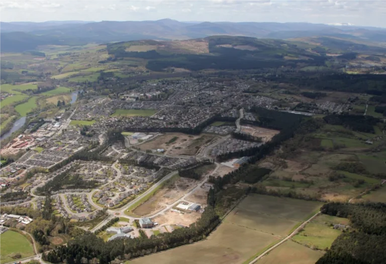 Aerial view of Banchory in the Dee valley, Aberdeenshire