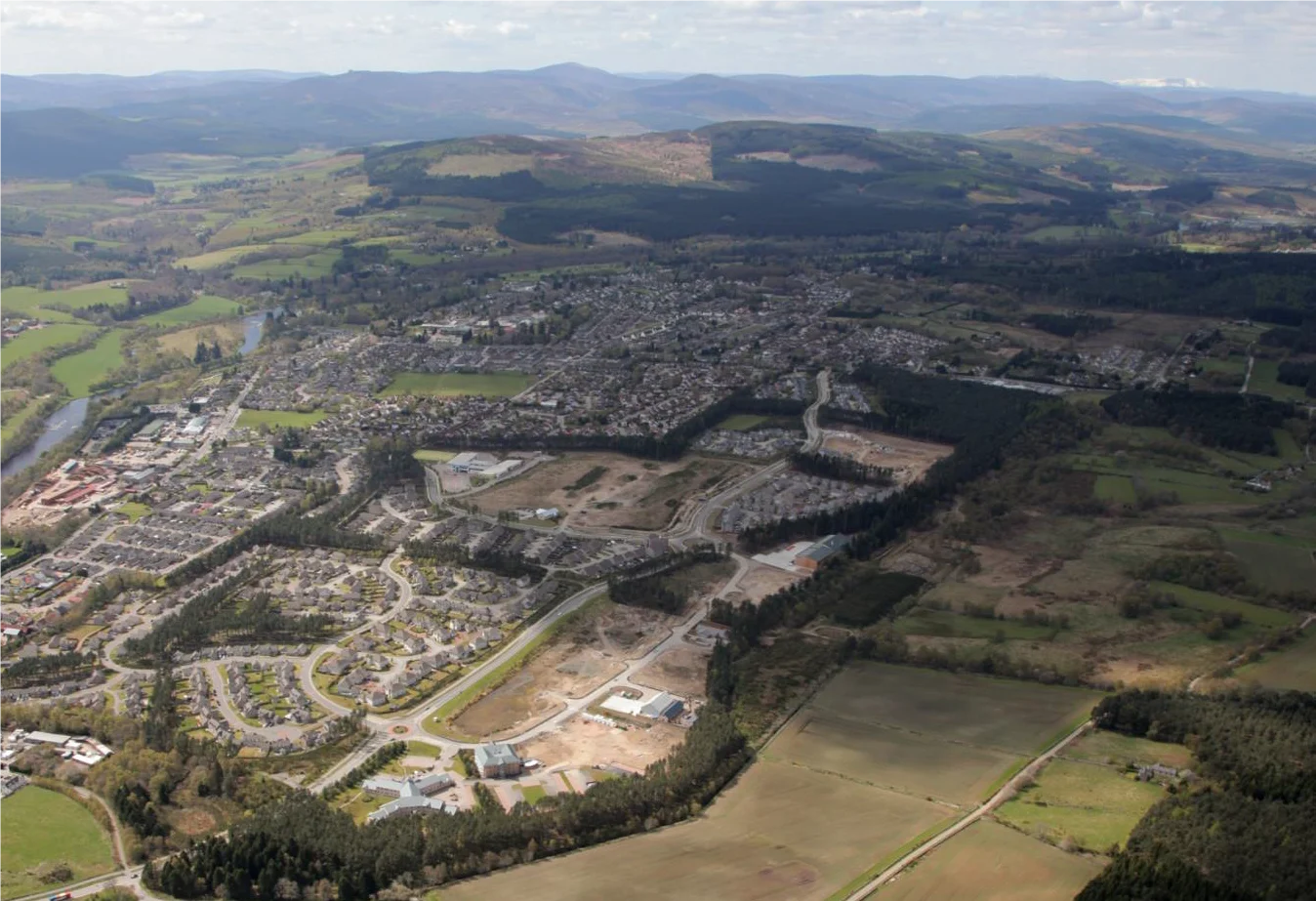 Aerial view of Banchory in the Dee valley, Aberdeenshire